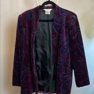 TanJay Purple and Red Paisley Velvet Blazer